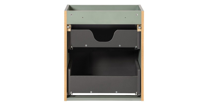 Meuble sous vasque ELVINA – 2 tiroirs – 50 cm – Coloris vert sauge gris – À suspendre 