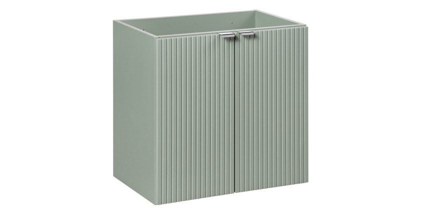 Meuble sous vasque ELVINA – 2 tiroirs – 60 cm – Coloris vert sauge gris – À suspendre 