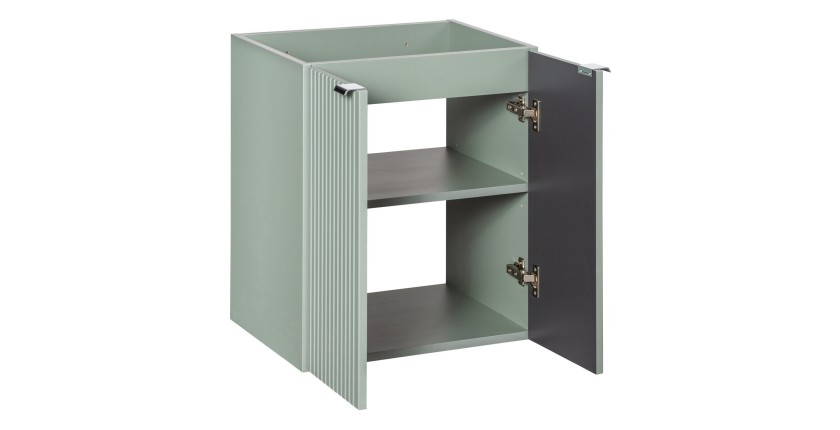 Meuble sous vasque ELVINA – 2 tiroirs – 60 cm – Coloris vert sauge gris – À suspendre 