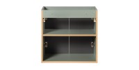 Meuble sous vasque ELVINA – 2 tiroirs – 60 cm – Coloris vert sauge gris – À suspendre 