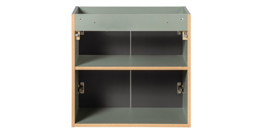Meuble sous vasque ELVINA – 2 tiroirs – 60 cm – Coloris vert sauge gris – À suspendre 