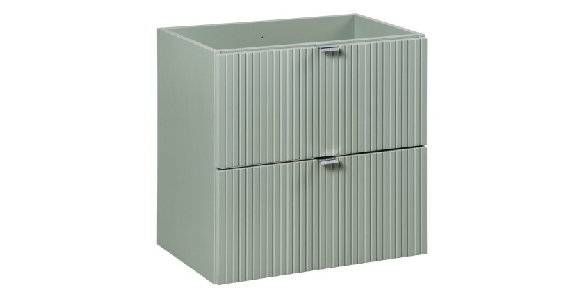 Meuble sous vasque ELVINA – 2 tiroirs – 60 cm – Coloris vert sauge gris – À suspendre 