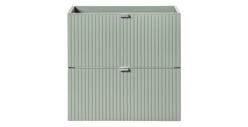 Meuble sous vasque ELVINA – 2 tiroirs – 60 cm – Coloris vert sauge gris – À suspendre 