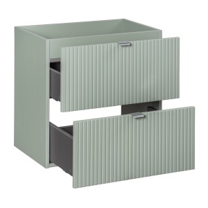 Meuble sous vasque ELVINA – 2 tiroirs – 60 cm – Coloris vert sauge gris – À suspendre 