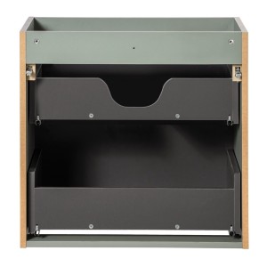 Meuble sous vasque ELVINA – 2 tiroirs – 60 cm – Coloris vert sauge gris – À suspendre 