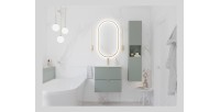 Meuble sous vasque ELVINA – 2 tiroirs – 60 cm – Coloris vert sauge gris – À suspendre 
