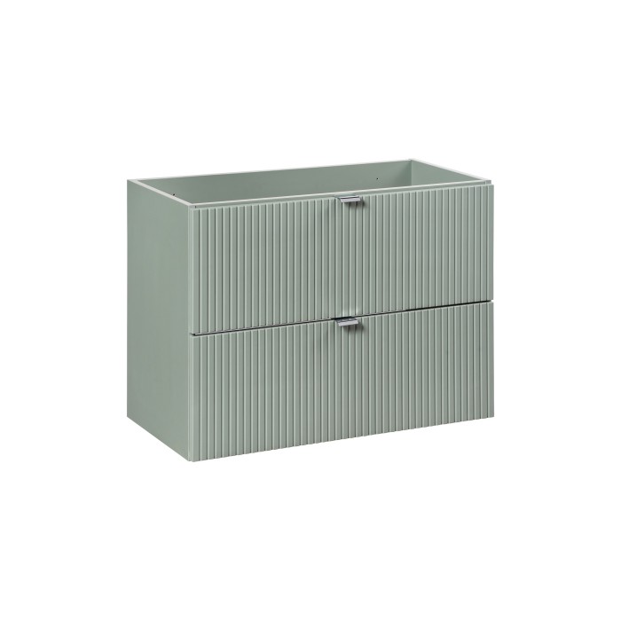 Meuble sous vasque ELVINA – 2 tiroirs – 80 cm – Coloris vert sauge gris – À suspendre 