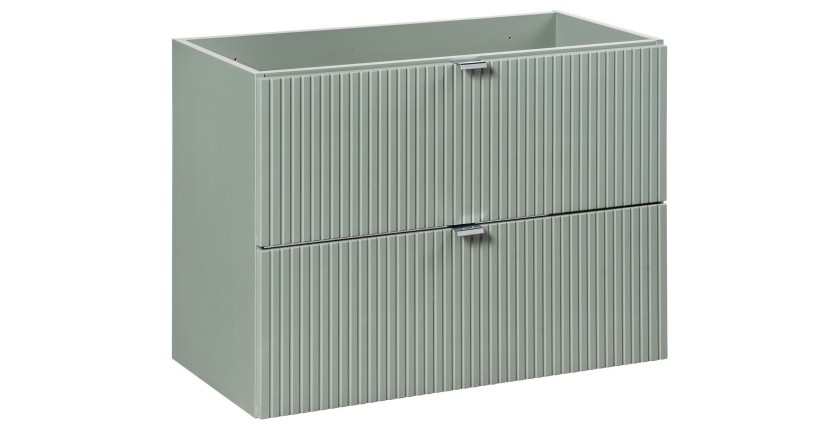 Meuble sous vasque ELVINA – 2 tiroirs – 80 cm – Coloris vert sauge gris – À suspendre 
