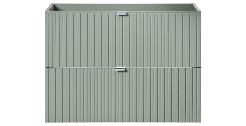 Meuble sous vasque ELVINA – 2 tiroirs – 80 cm – Coloris vert sauge gris – À suspendre 