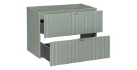 Meuble sous vasque ELVINA – 2 tiroirs – 80 cm – Coloris vert sauge gris – À suspendre 
