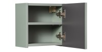 Meuble de rangement salle de bain ELVINA – 1 porte – 30 x 30 cm – Coloris vert sauge gris – À suspendre 