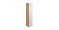 Colonne de salle de bain VELNIA – 1 porte – H170 cm – Coloris chêne clair et beige – À suspendre 