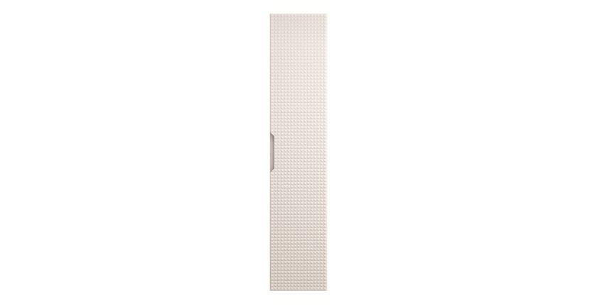 Colonne de salle de bain VELNIA – 1 porte – H170 cm – Coloris chêne clair et beige – À suspendre 