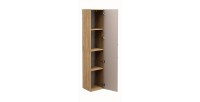 Colonne de salle de bain VELNIA – 1 porte – H170 cm – Coloris chêne clair et beige – À suspendre 
