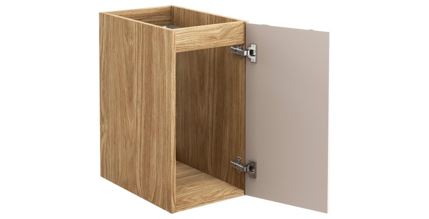 Meuble sous vasque VELNIA – 1 tiroir – 30 cm – Coloris chêne clair et beige – À suspendre 