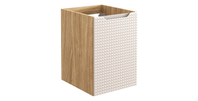 Meuble sous vasque VELNIA – 1 tiroir – 40 cm – Coloris chêne clair et beige – À suspendre 