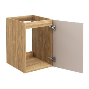 Meuble sous vasque VELNIA – 1 tiroir – 40 cm – Coloris chêne clair et beige – À suspendre 