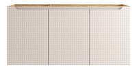Meuble sous vasque VELNIA – 3 tiroirs – 120 cm – Coloris chêne clair et beige – À suspendre 