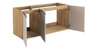 Meuble sous vasque VELNIA – 3 tiroirs – 120 cm – Coloris chêne clair et beige – À suspendre 