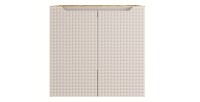 Meuble sous vasque VELNIA – 2 tiroirs – 60 cm – Coloris chêne clair et beige – À suspendre 