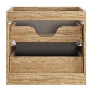 Meuble sous vasque VELNIA – 2 tiroirs – 60 cm – Coloris chêne clair et beige – À suspendre 