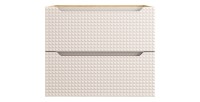 Meuble sous vasque VELNIA – 2 tiroirs – 70 cm – Coloris chêne clair et beige – À suspendre 