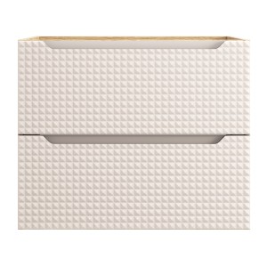 Meuble sous vasque VELNIA – 2 tiroirs – 70 cm – Coloris chêne clair et beige – À suspendre 