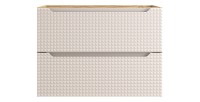 Meuble sous vasque VELNIA – 2 tiroirs – 80 cm – Coloris chêne clair et beige – À suspendre 