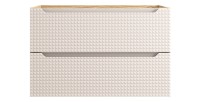 Meuble sous vasque VELNIA – 2 tiroirs – 90 cm – Coloris chêne clair et beige – À suspendre 