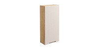 Meuble de rangement salle de bain VELNIA – 1 porte – 35 x 19 cm – Coloris chêne clair et beige – À suspendre 