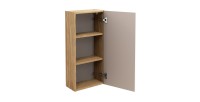 Meuble de rangement salle de bain VELNIA – 1 porte – 35 x 19 cm – Coloris chêne clair et beige – À suspendre 