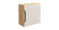 Meuble de rangement salle de bain VELNIA – 1 porte – 35 x 19 cm – Coloris chêne clair et beige – À suspendre 