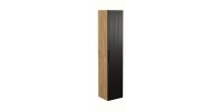 Colonne de salle de bain VELNIA – 1 porte – H170 cm – Coloris chêne clair et noir – À suspendre 