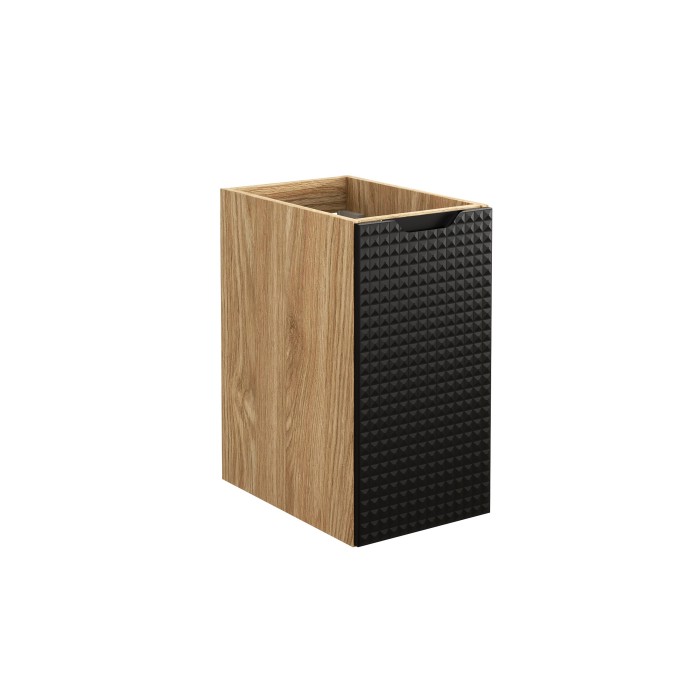 Meuble sous vasque VELNIA – 1 porte – 30 cm – Coloris chêne clair et noir – À suspendre 