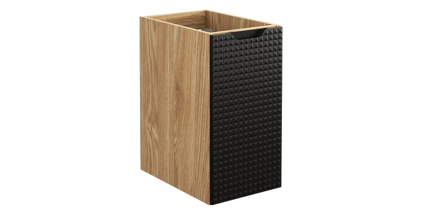 Meuble sous vasque VELNIA – 1 porte – 30 cm – Coloris chêne clair et noir – À suspendre 