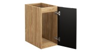Meuble sous vasque VELNIA – 1 porte – 30 cm – Coloris chêne clair et noir – À suspendre 