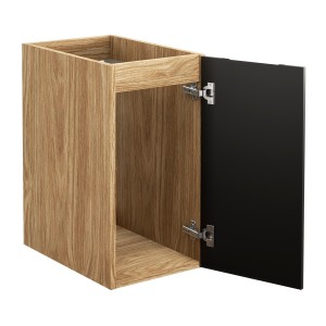 Meuble sous vasque VELNIA – 1 porte – 30 cm – Coloris chêne clair et noir – À suspendre 