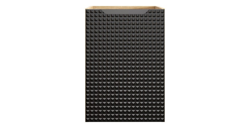 Meuble sous vasque VELNIA – 1 porte – 40 cm – Coloris chêne clair et noir – À suspendre 