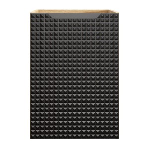 Meuble sous vasque VELNIA – 1 porte – 40 cm – Coloris chêne clair et noir – À suspendre 