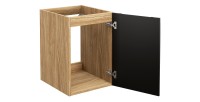 Meuble sous vasque VELNIA – 1 porte – 40 cm – Coloris chêne clair et noir – À suspendre 