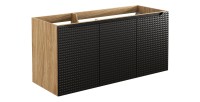 Meuble sous vasque VELNIA – 3 tiroirs – 120 cm – Coloris chêne clair et noir – À suspendre 