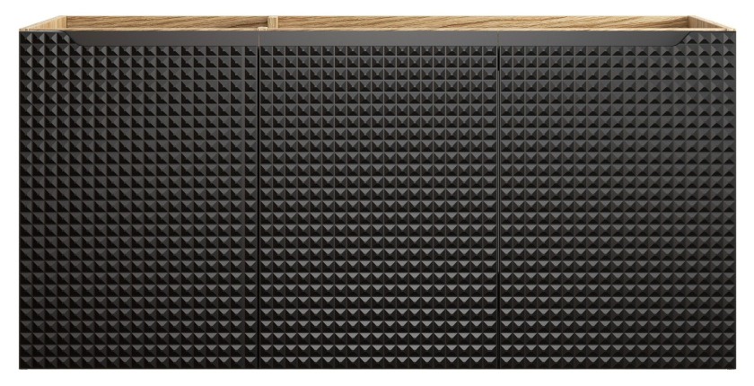 Meuble sous vasque VELNIA – 3 tiroirs – 120 cm – Coloris chêne clair et noir – À suspendre 