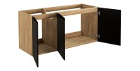 Meuble sous vasque VELNIA – 3 tiroirs – 120 cm – Coloris chêne clair et noir – À suspendre 