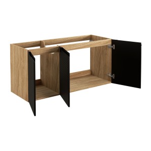 Meuble sous vasque VELNIA – 3 tiroirs – 120 cm – Coloris chêne clair et noir – À suspendre 
