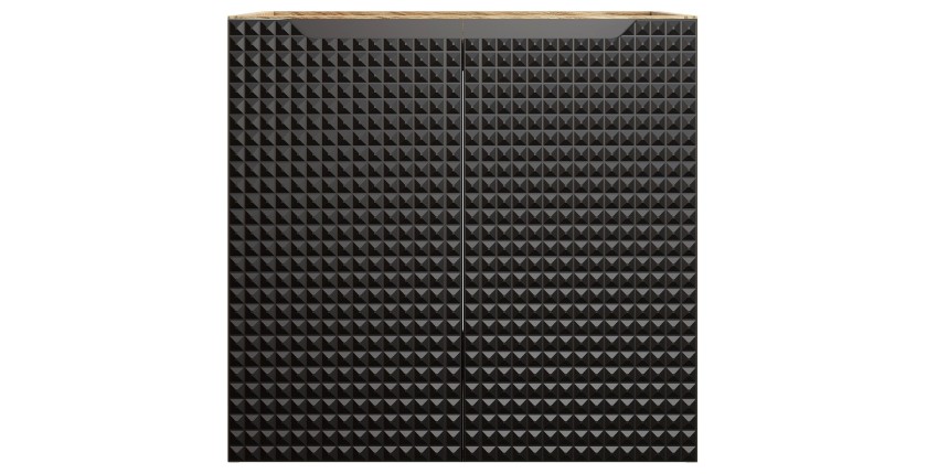 Meuble sous vasque VELNIA – 2 tiroirs – 60 cm – Coloris chêne clair et noir – À suspendre