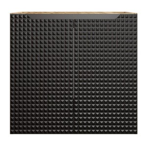 Meuble sous vasque VELNIA – 2 tiroirs – 60 cm – Coloris chêne clair et noir – À suspendre 