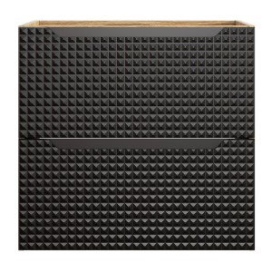 Meuble sous vasque VELNIA – 2 tiroirs – 60 cm – Coloris chêne clair et noir – À suspendre 
