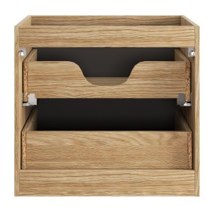 Meuble sous vasque VELNIA – 2 tiroirs – 60 cm – Coloris chêne clair et noir – À suspendre 