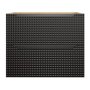 Meuble sous vasque VELNIA – 2 tiroirs – 70 cm – Coloris chêne clair et noir – À suspendre 