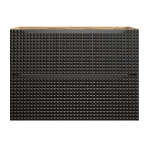 Meuble sous vasque VELNIA – 2 tiroirs – 80 cm – Coloris chêne clair et noir – À suspendre 